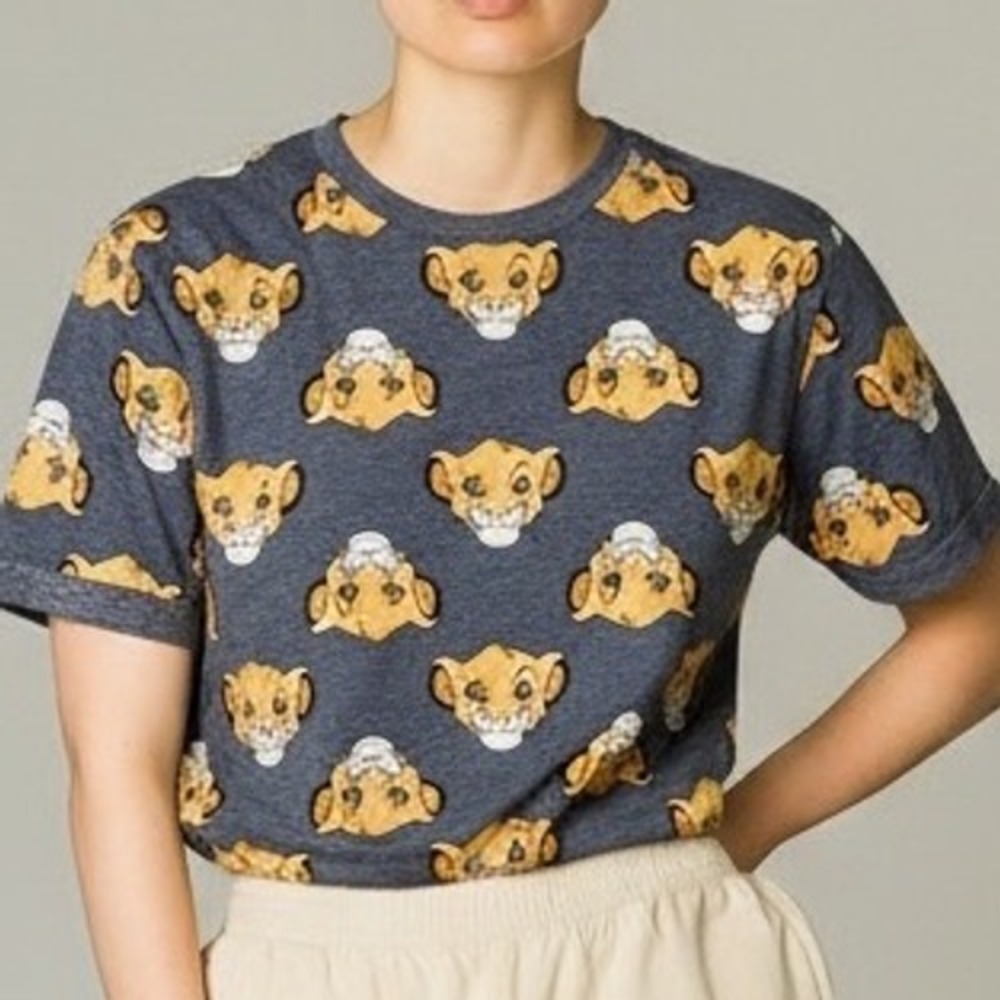Disneycore Lion King Simba All Over Print T-Shirt Gray‎ Medium 90s nostalgia
